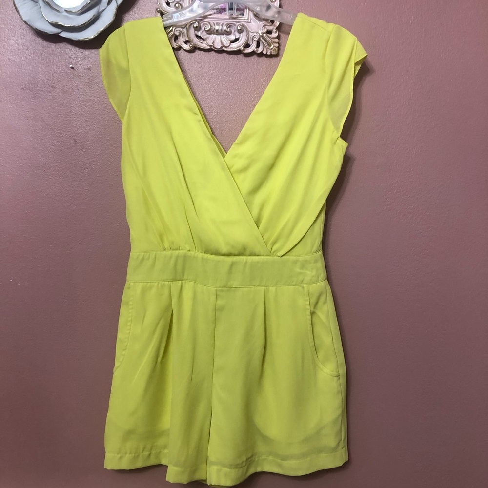 Gianni bini neon yellow open back romper